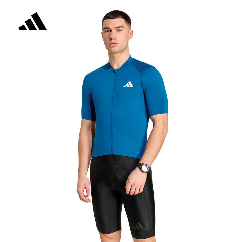 adidas阿迪达斯男紧身拉链短袖新款公路自行车骑行比赛服 KB9560