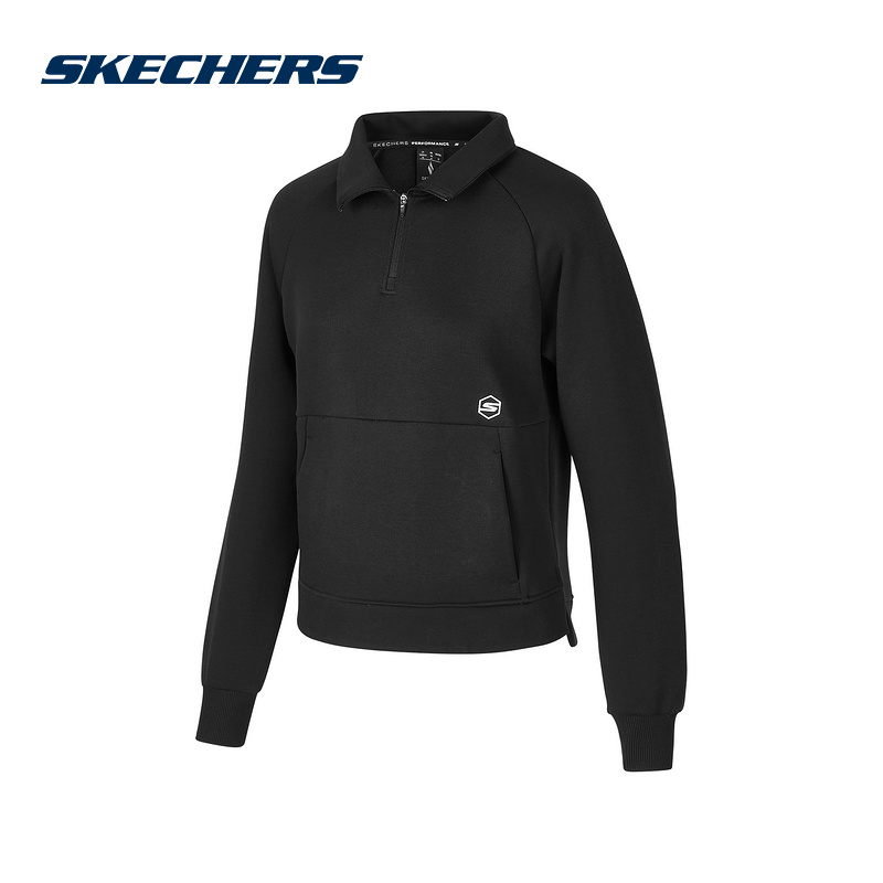 SKECHERS斯凯奇冬季女款针织卫衣套头休闲上衣 P424W014-0018