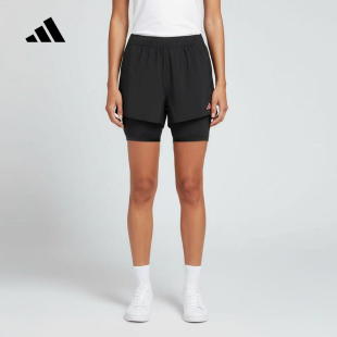 adidas阿迪达斯跑步百褶内衬五分裤春女后背带褶饰梭织短裤KR5094