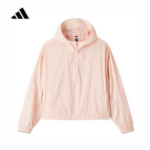 adidas阿迪达斯皮肤衣外套女子梭织透气粉色运动连帽夹克 KS2862