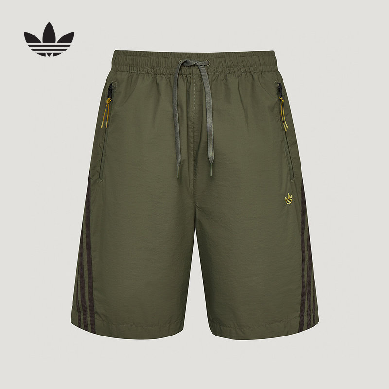 adidas阿迪达斯三叶草拉链大口袋中裤工装风男梭织五分短裤LE9687