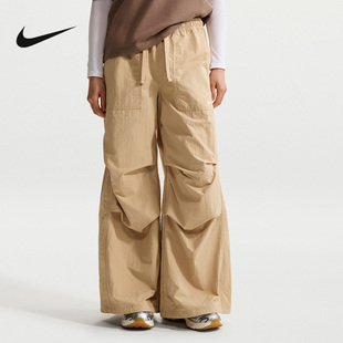 Nike耐克女裤2026夏新款运动裤宽松高腰阔腿裤梭织长裤IR1639-286