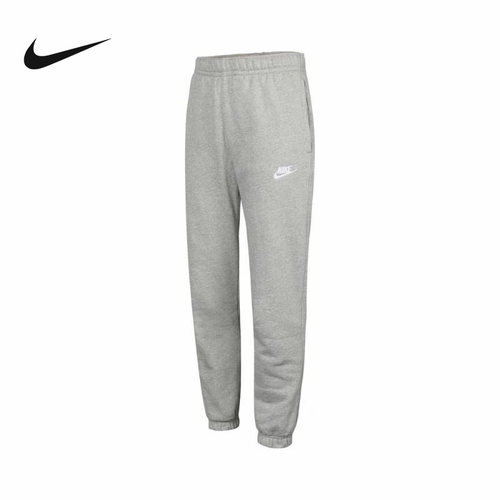 NIKE耐克男款裤子秋新款加绒运动休闲灰色针织收口长裤BV2738-063