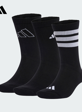adidas阿迪达斯2025春季男女袜子LOGO PACK 3PP运动休闲袜 JI6315