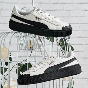 PUMA彪马女鞋厚底黑底奶油蕾哈娜撞色休闲花瓣松糕鞋397250-01