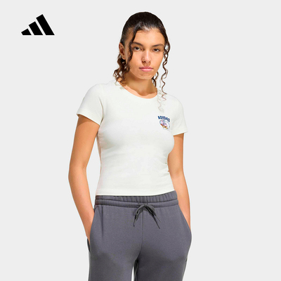 adidas阿迪达斯2026夏女运动休闲圆领舒适时尚百搭短袖T恤 KC8604