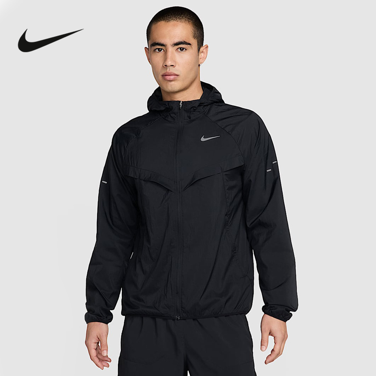 NIKE耐克男子跑步健身运动训练梭织连帽速干外套夹克 HV4549-010
