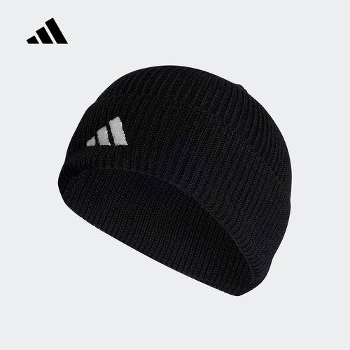adidas阿迪达斯男女毛线冷帽秋新款情侣款黑色针织帽 HS9765