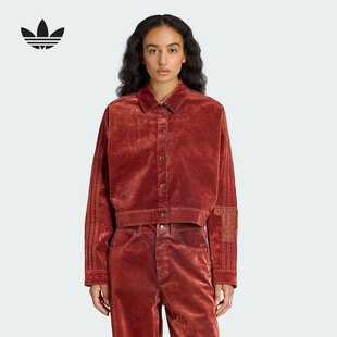 adidas阿迪达斯三叶草丝绒翻领夹克2025冬女ADIBREAK外套 JY2394
