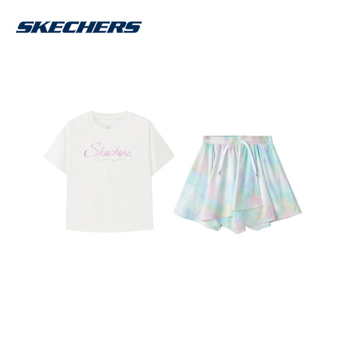 Skechers斯凯奇短袖半身裙两件套2026夏新款休闲女童套装P226G030
