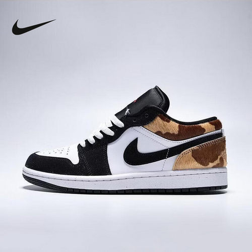 NIKE耐克男鞋AIR JORDAN 1黑白豹纹AJ1低帮板鞋篮球鞋IX8740-101