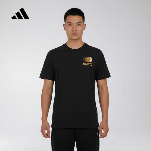 adidas阿迪达斯圆领简约印花半袖2026秋男休闲运动短袖T恤 KS2209