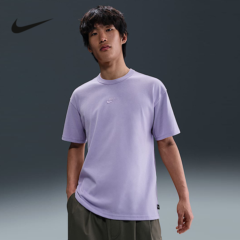 Nike耐克基础款男宽松棉质T恤春季休闲刺绣厚实针织棉DO7393-515