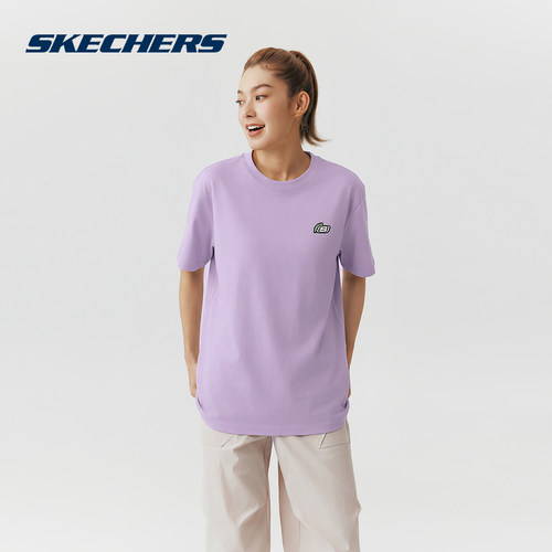 Skechers斯凯奇男女同款夏季圆领透气运动短袖T恤 L225U094/00KC
