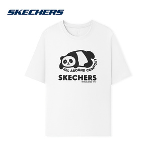 0019 L325U101 Skechers斯凯奇25秋男女休闲针织短袖 熊猫印花T恤衫