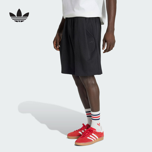 adidas阿迪达斯纯色宽松毛圈布五分裤秋男针织三叶草短裤 KS4098