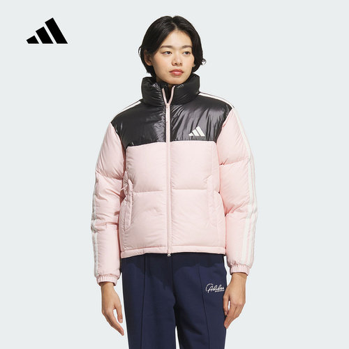 adidas阿迪达斯鸭绒连帽羽绒服2025冬女蓬松面包服外套夹克KC2483