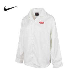NIKE耐克女子长袖衬衫秋季jordan印花休闲立领运动外套IH2538-100