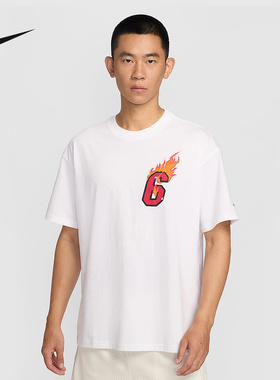 NIKE耐克男T恤夏新款篮球运动上衣图案印花棉质短袖衫IH8567-100