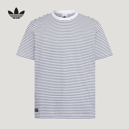 adidas阿迪达斯三叶草半袖2026夏男款条纹运动上衣短袖T恤 KY7975
