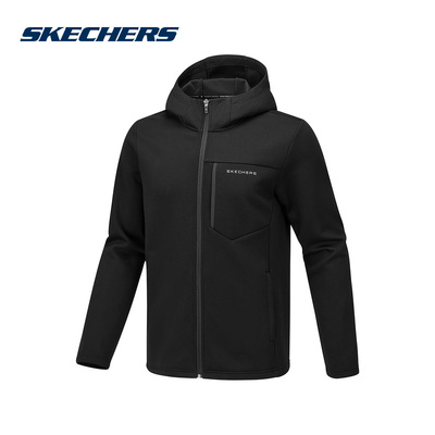 SKECHERS斯凯奇运动连帽夹克男秋冬保暖针织外套 P425M009-0018
