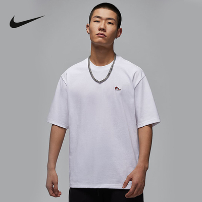 NIKE耐克2025春季男子短袖针织衫运动鞋贴片休闲T恤 HJ2327-100