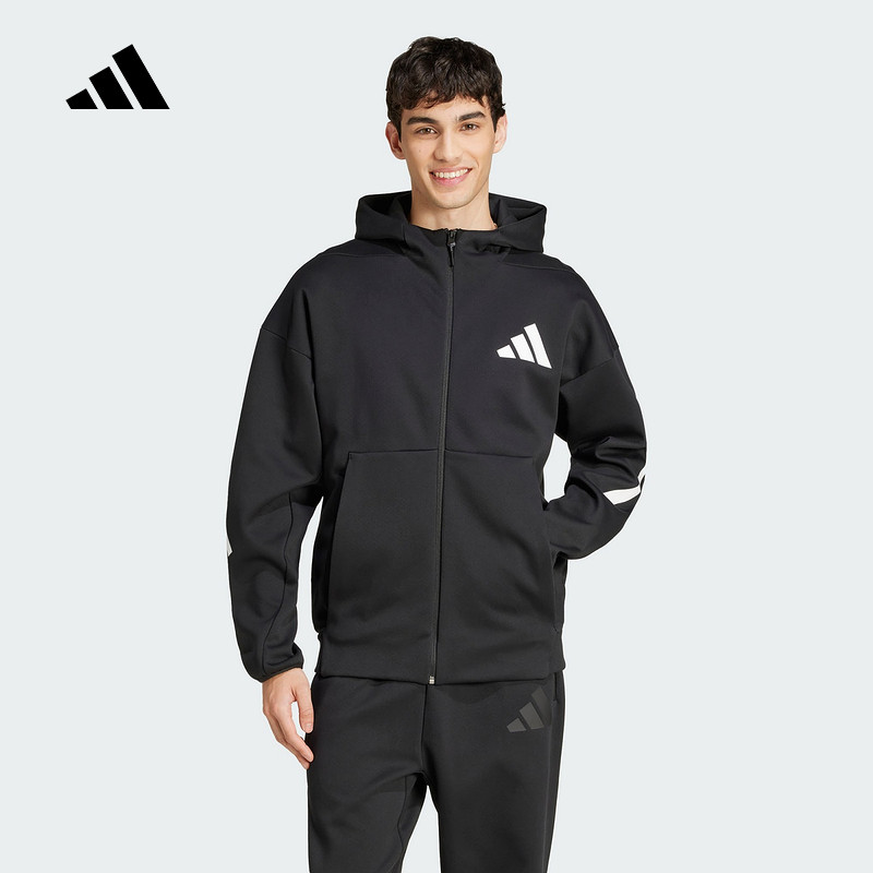 adidas阿迪达斯连帽外套2025春男Z.N.E.保暖透气针织夹克 JD5984
