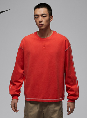 JORDAN耐克男子厚实长袖上衣26春新款棉质圆领红色卫衣IF1830-673