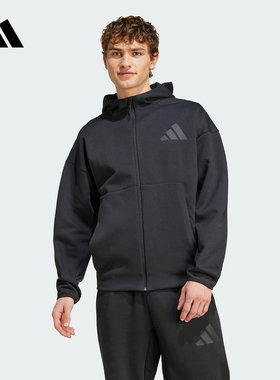 Adidas男子新款针织连帽夹克