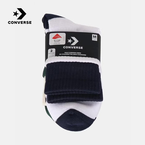 Converse匡威2026秋季男女中筒袜透气运动休闲袜2双装UC0810-001