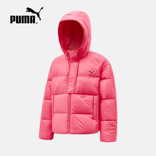 PUMA彪马轻盈前短后长鸭绒连帽羽绒服冬装女面包服外套 528705-92