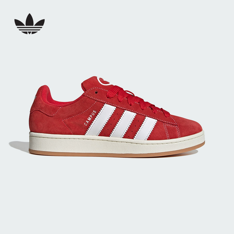 adidas阿迪达斯三叶草红色adidas2025冬男女款CAMPUS面包鞋H03474