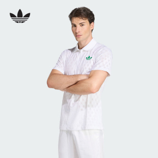adidas阿迪达斯速干复古网球风POLO衫25秋男三叶草短袖T恤 JL9675