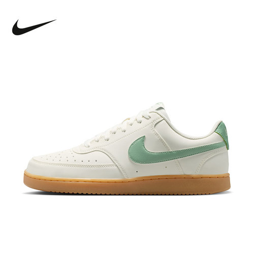 Nike耐克男鞋COURT VISION低帮复古板鞋米白绿勾运动鞋II7403-100