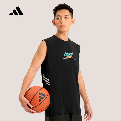 adidas阿迪达斯无袖T恤夏男TANK TOP速干篮球运动背心打底 KS7866