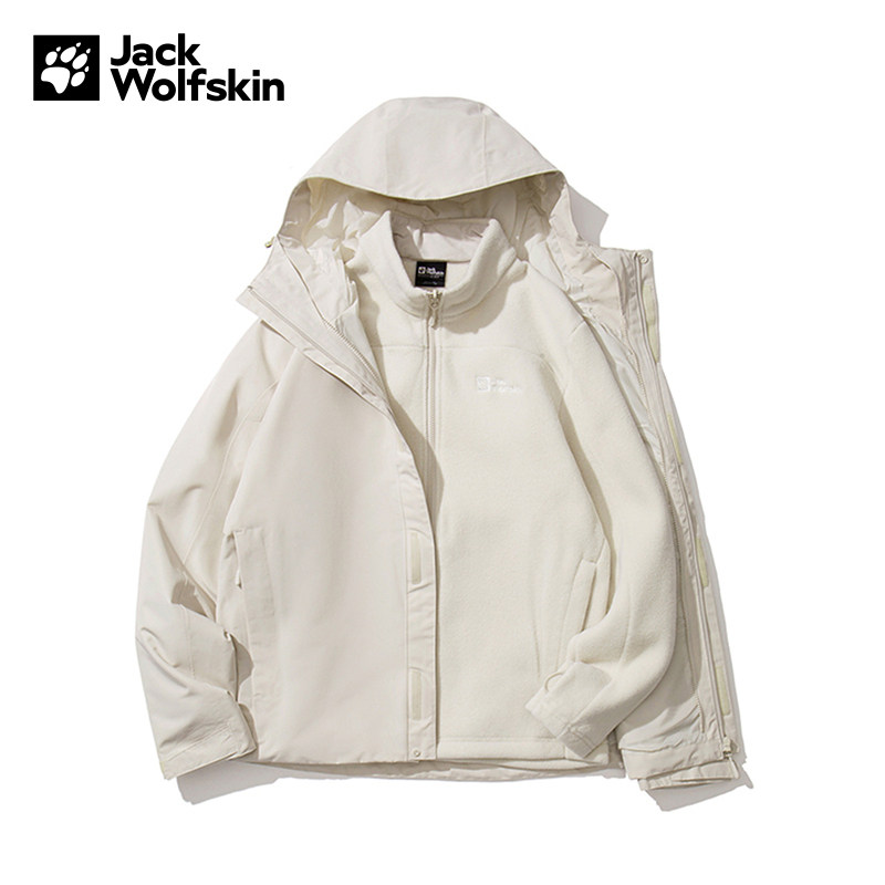 JackWolfskin狼爪25秋冬男款户外运动抓绒保暖三合一冲锋衣A65466