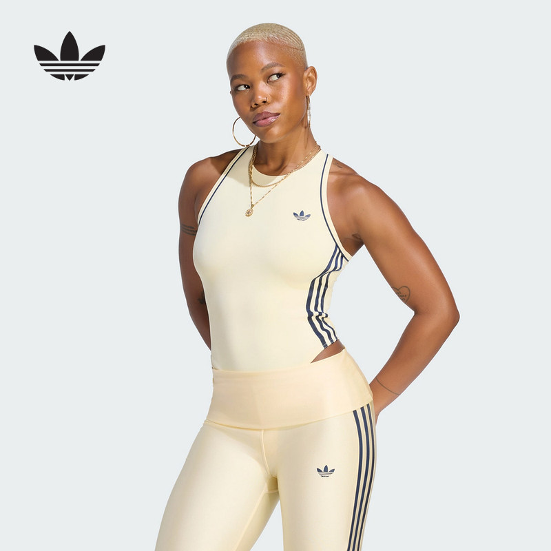adidas阿迪达斯三叶草训练系列健身美背连体衣女运动紧身衣KT9470