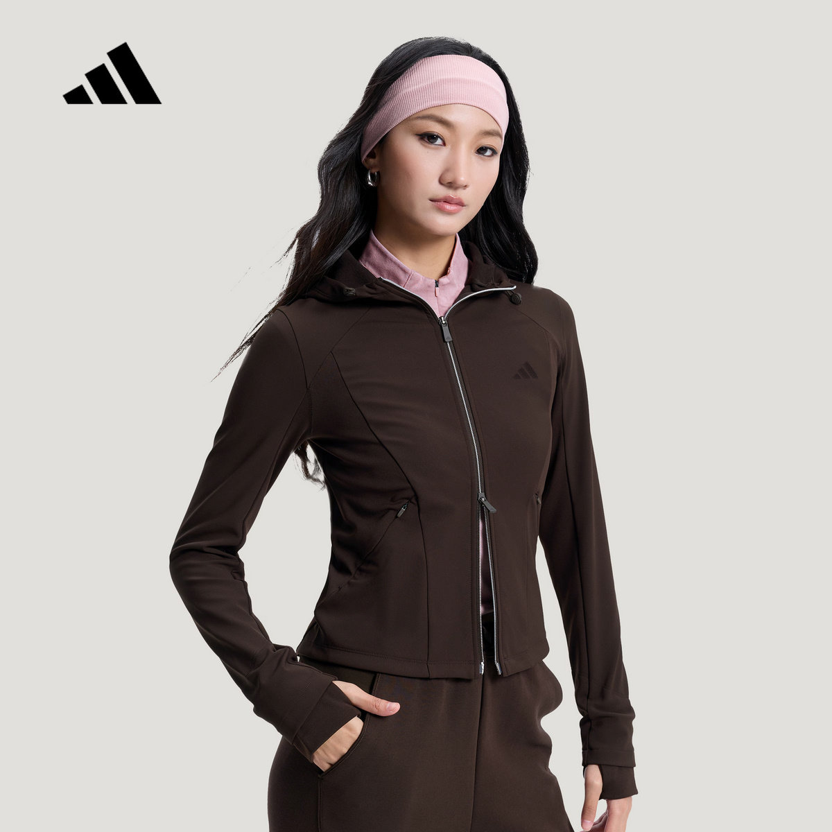 adidas阿迪达斯修身短款软壳外套2026春女双向拉链针织夹克KH2669,运动服/休闲服装,运动茄克/外套,淘宝优惠券,粉丝福利购,淘宝优惠卷