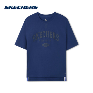 Skechers斯凯奇夏季女子运动短袖休闲宽松针织T恤衫L225W044/007D