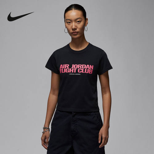 NIKE耐克短袖女夏季新款字母印花休闲透气黑色运动T恤IF3573-010