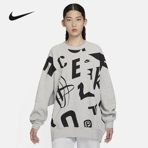 Nike耐克薄绒圆领卫衣女2023冬新款宽松休闲运动套头衫HF0385-050