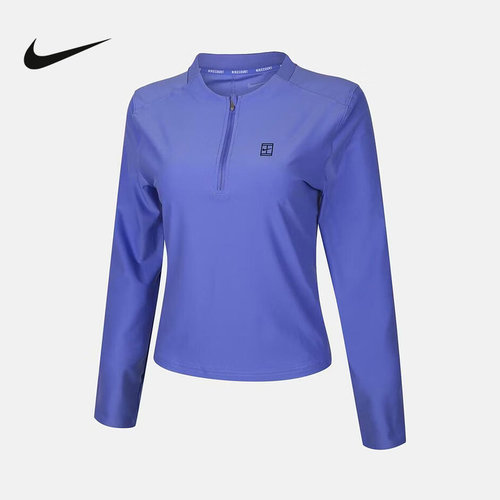 NIKE耐克女子修身网球上衣春秋新款透气半拉链企领卫衣FZ6738-570