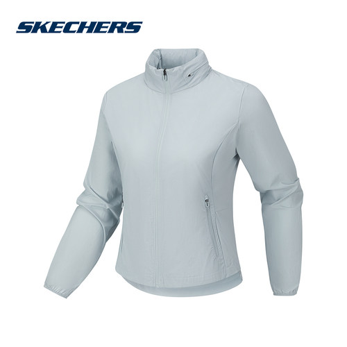 Skechers斯凯奇26夏季女士运动风凉感薄款梭织连帽外套 P226W093