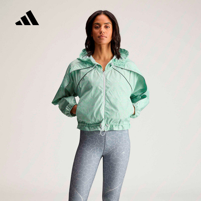 adidas阿迪达斯连帽夹克夏女Stella Mc梭织印花运动外套 JY8195