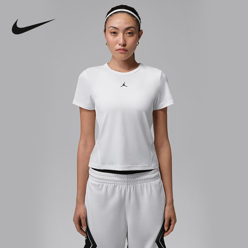 NIKE耐克夏季新款女印花休闲运动正肩短袖短款修身T恤 IF2355-100