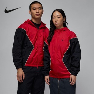 Jordan耐克男子连帽夹克春季新款黑红拼接网眼轻便外套HF9334-636