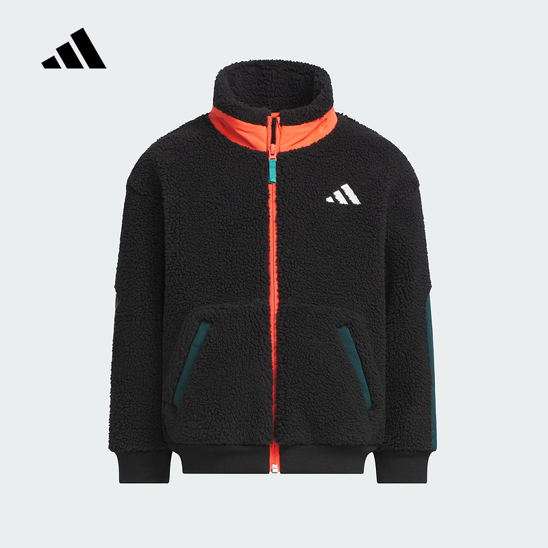 adidas阿迪达斯男小童外套2025冬SPORTSWEAR保暖摇粒绒夹克KC5337