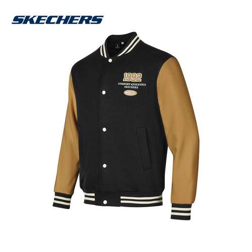 SKECHERS斯凯奇春季男子棒球服美式复古针织外套 P423M039-0018