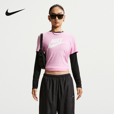 nike耐克女子印花T恤夏季运动休闲透气半袖上衣棉短袖 DX7907-621