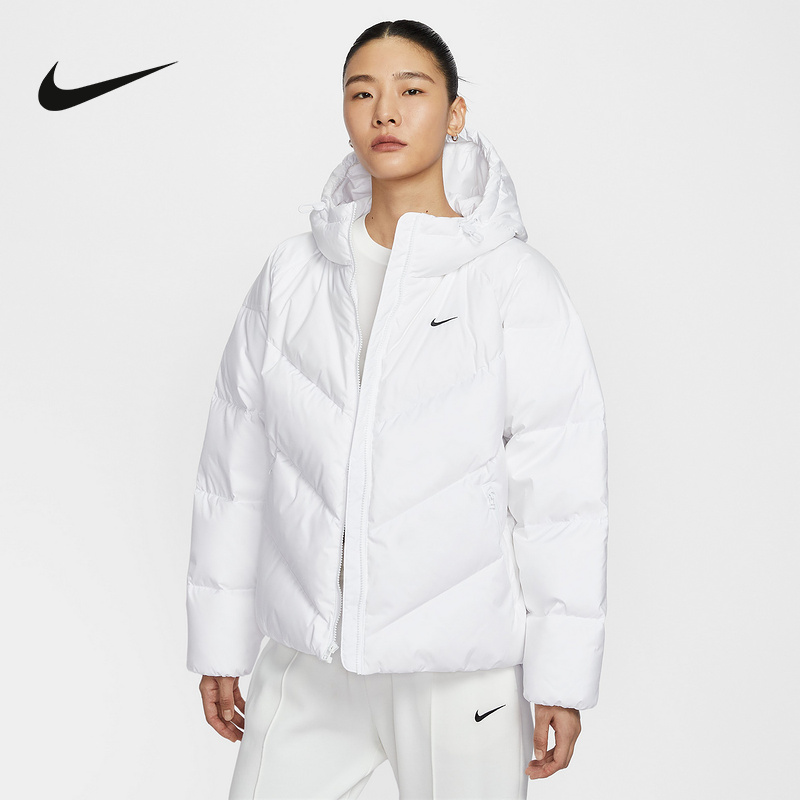 NIKE耐克女子羽绒服夹克冬STORM-FIT宽松连帽拒水外套HV5236-100
